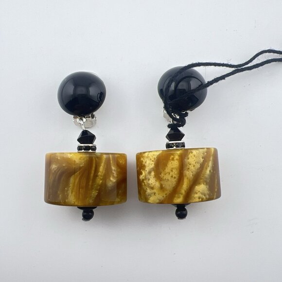 Angela Caputi Earrings CLIP ON Modernist Dangle Resin Geometric Art Gallery NWT - Picture 6 of 11